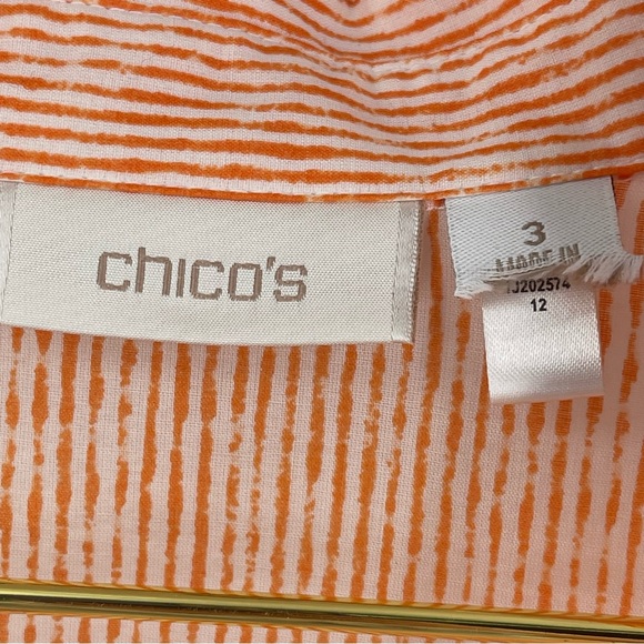 Chico’s size 3 orange white striped light weight blouse - Picture 6 of 6